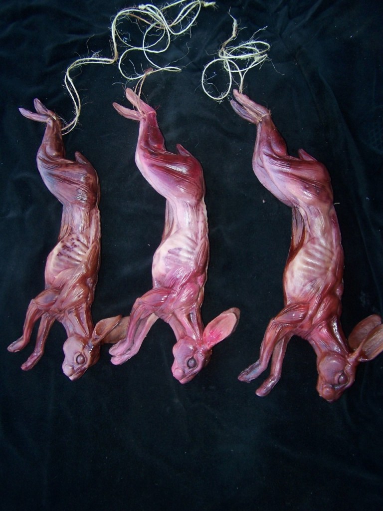 Set of 3 Skinned Rabbit Props